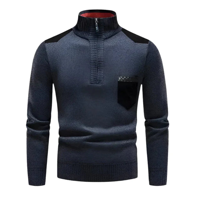 Men's Half-Zip Jumper Patchwork Design