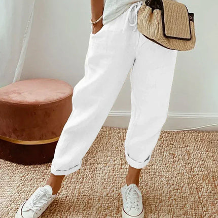 Women's Relaxed Fit Trousers with Drawstring Waist