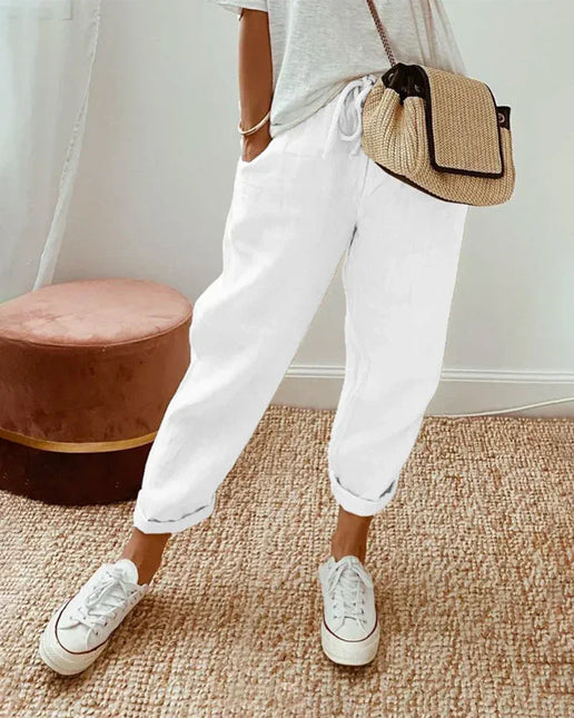 Women's Relaxed Fit Trousers with Drawstring Waist