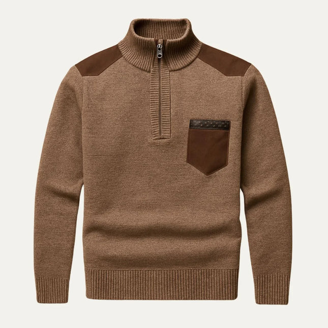 Men's Half-Zip Jumper Patchwork Design