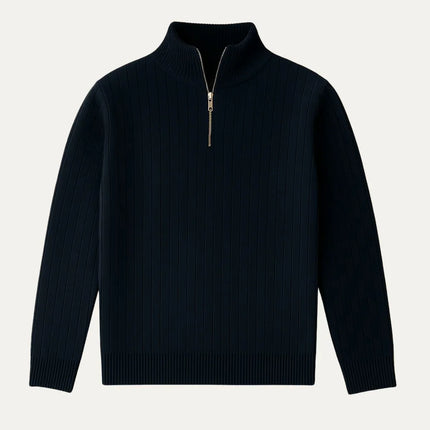 Men's Half Zip Ribbed Jumper