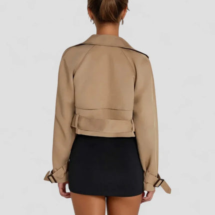 Women's Cropped Belted Trench Jacket