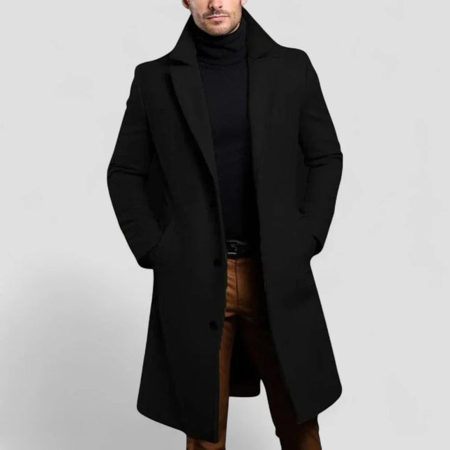 Men's Mid-Length Overcoat Wool Blend
