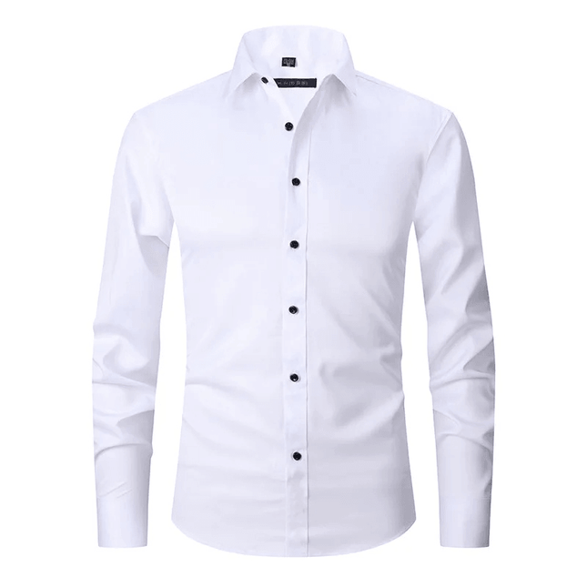 Men's Long Sleeve Slim Fit Shirt with Contrast Buttons