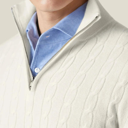 Men's Zipper Sweater Cable Knit