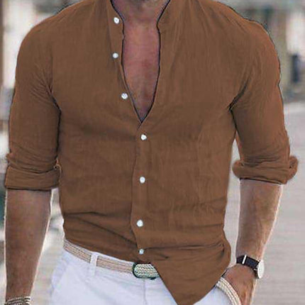 Men's Casual Shirt Long Sleeve Solid Color