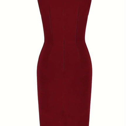 Women's Pencil Dress Stretch Knit Asymmetrical Hem