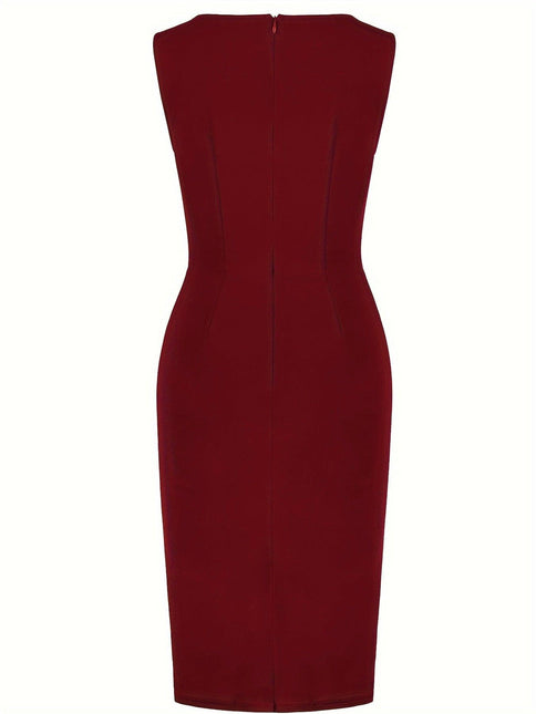 Women's Pencil Dress Stretch Knit Asymmetrical Hem