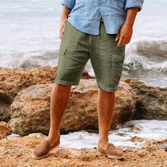 Men's Linen Shorts Knee-Length Relaxed Fit Lightweight Breathable