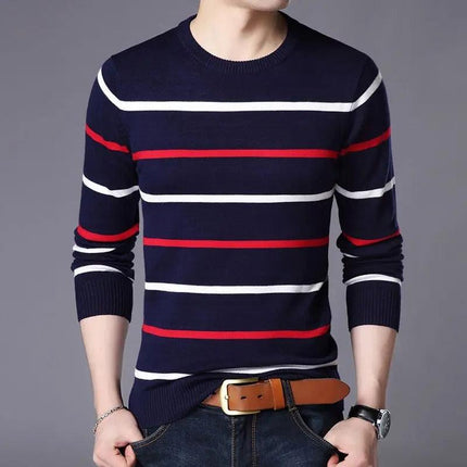 Men's Long Sleeve Striped Color Block Shirt