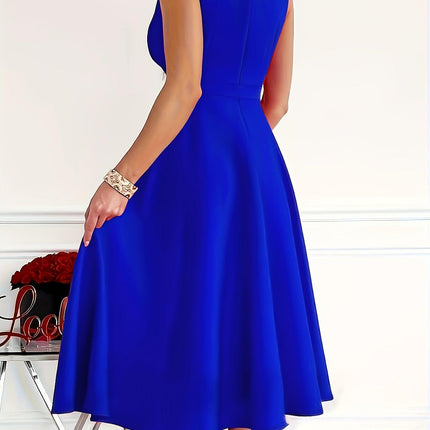 Women's V-Neck Midi Dress Elegant Style
