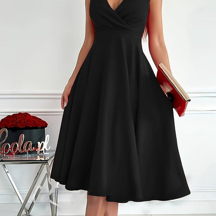 Women's V-Neck Midi Dress Elegant Style