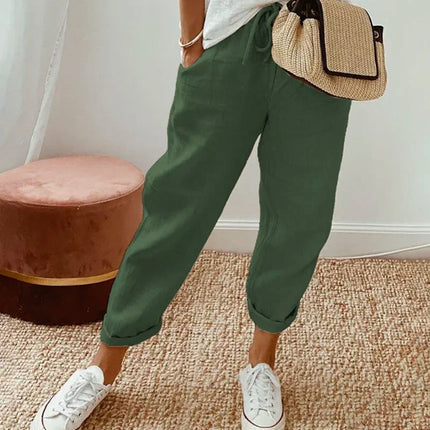 Women's Relaxed Fit Trousers with Drawstring Waist