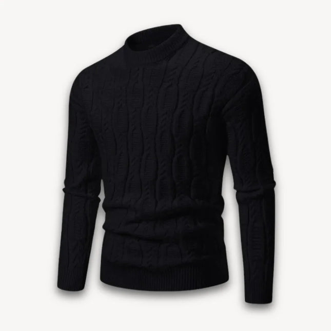 Men's Crewneck Sweater Cable Knit Cotton Blend