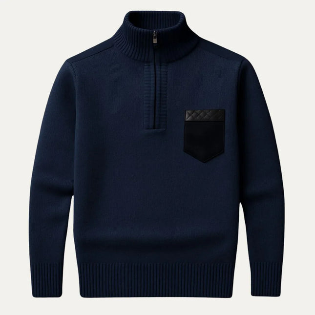 Men's Half-Zip Jumper Patchwork Design