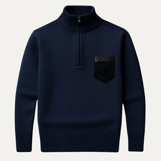 Men's Half-Zip Jumper Patchwork Design