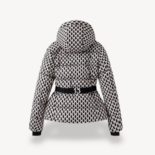 Women's Puffer Jacket with Belted Design