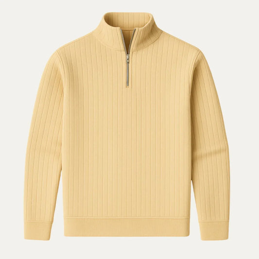 Men's Half Zip Ribbed Jumper