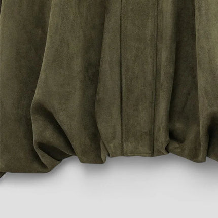 Women's Oversized Zip-Up Faux Suede Bomber Jacket
