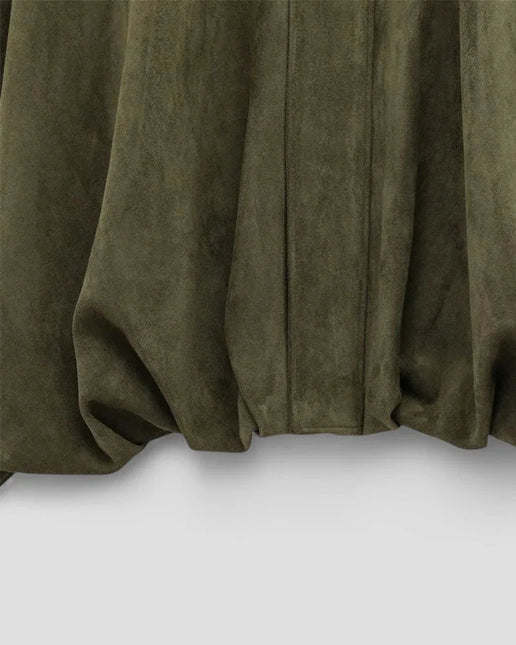 Women's Oversized Zip-Up Faux Suede Bomber Jacket