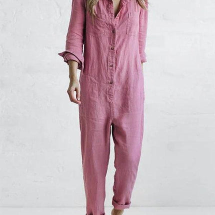 Women's Jumpsuit Button-Up with Pockets