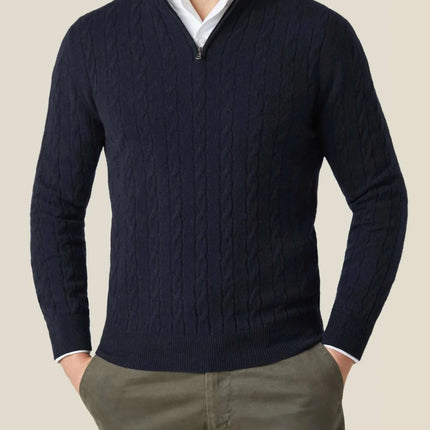 Men's Zipper Sweater Cable Knit