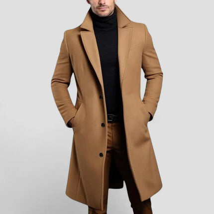 Men's Mid-Length Overcoat Wool Blend