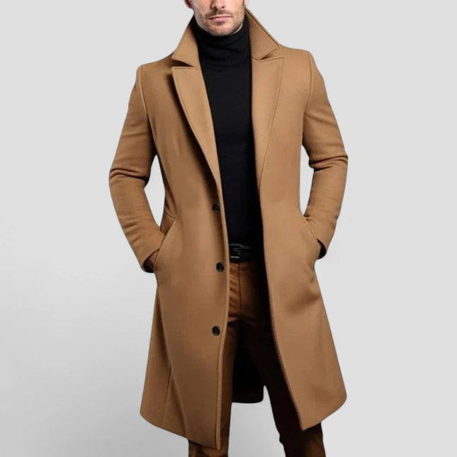 Men's Mid-Length Overcoat Wool Blend