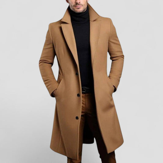 Men's Mid-Length Overcoat Wool Blend