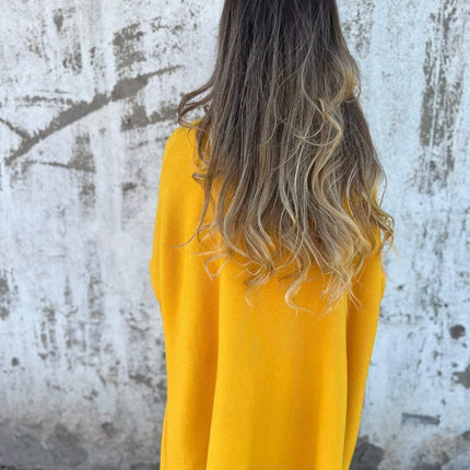 Women's V-Neck Oversized Shirt with Drop Shoulders and Long Sleeves