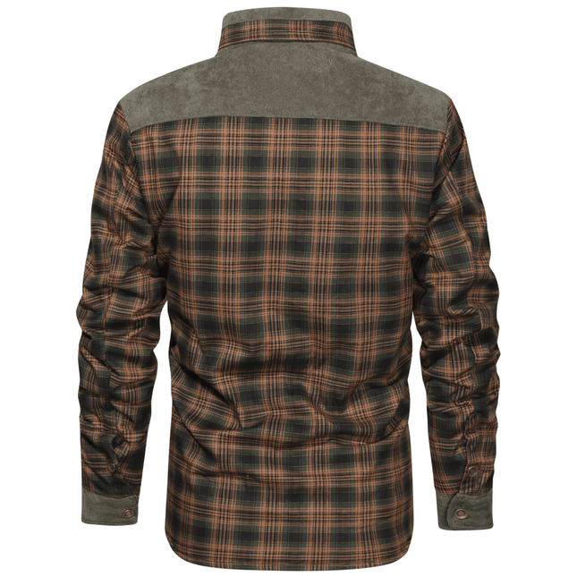 Men's Thermal Fleece Jacket Retro Plaid Reverse Collar