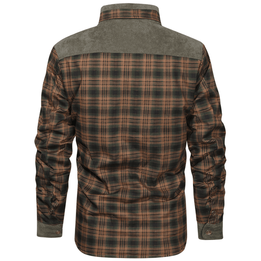 Men's Thermal Fleece Jacket Retro Plaid Reverse Collar