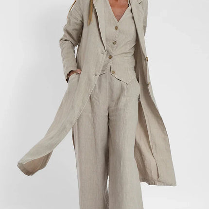 Women's Fitted Linen Vest - Lightweight Buttoned Front for Formal & Casual Wear