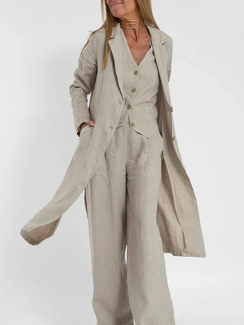 Women's Fitted Linen Vest - Lightweight Buttoned Front for Formal & Casual Wear