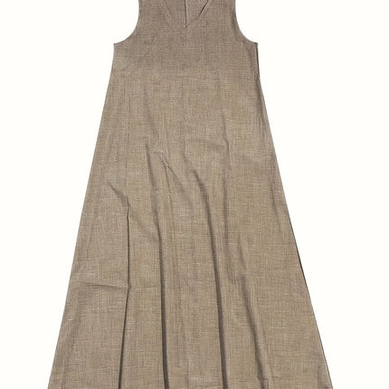 Women’s Maxi Dress - Sleeveless V-Neck - Relaxed Fit - Lightweight Breathable Fabric