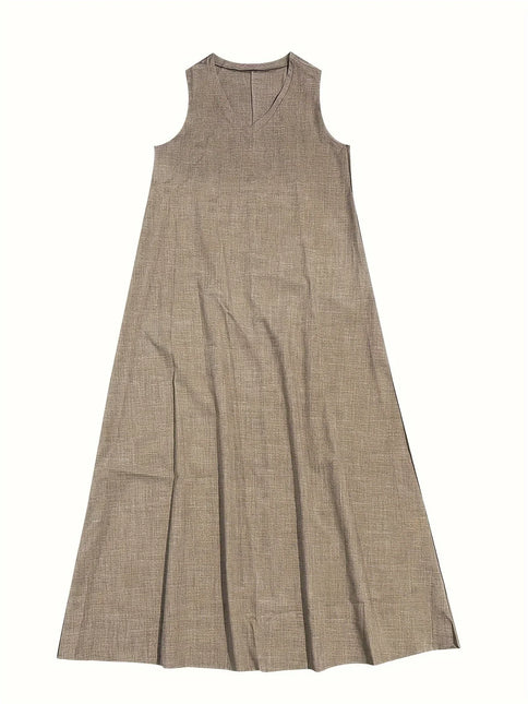 Women’s Maxi Dress - Sleeveless V-Neck - Relaxed Fit - Lightweight Breathable Fabric