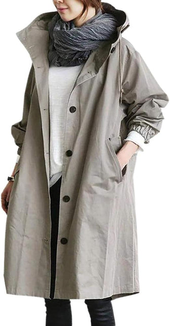 Women's Hooded Trench Coat Lightweight Stylish