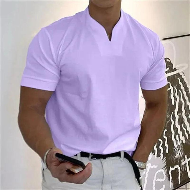 Men’s Slim Fit Athletic T-Shirt Notched V-Neck Short Sleeve
