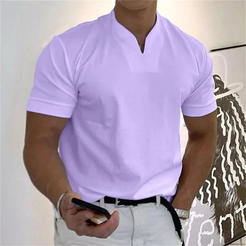 Men’s Slim Fit Athletic T-Shirt Notched V-Neck Short Sleeve