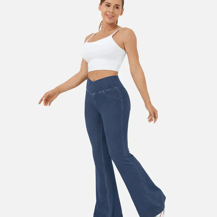Women's High Waist Flared Jeans with Elasticated Waistband