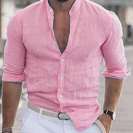 Men's Casual Shirt Long Sleeve Solid Color