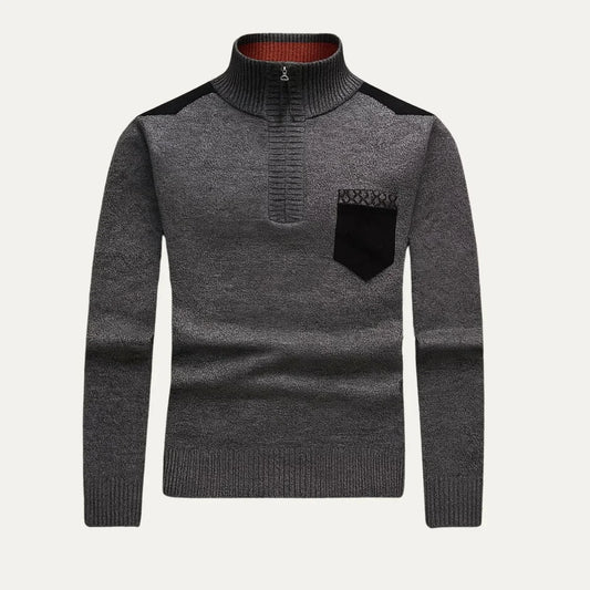 Men's Half-Zip Jumper Patchwork Design