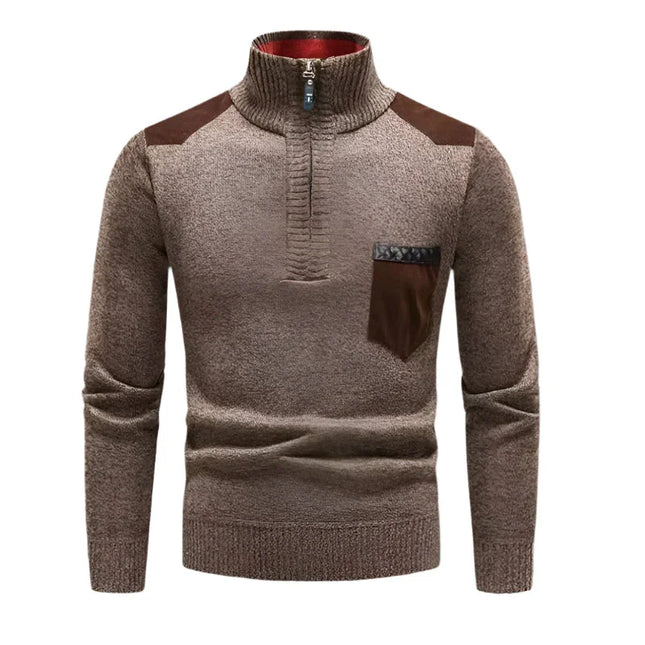 Men's Half-Zip Jumper Patchwork Design