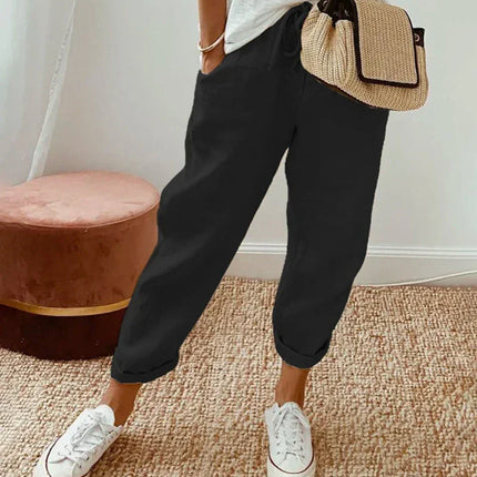 Women's Relaxed Fit Trousers with Drawstring Waist