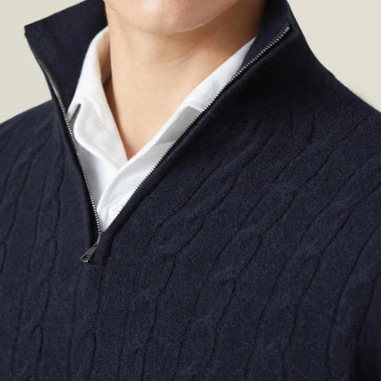 Men's Zipper Sweater Cable Knit