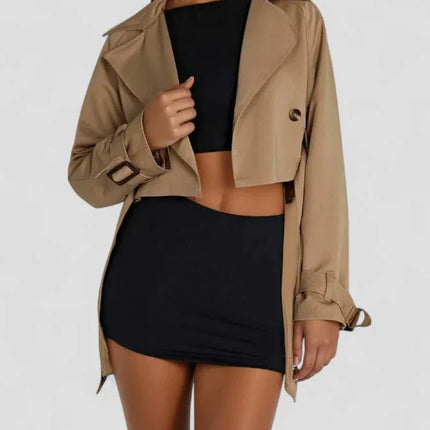 Women's Cropped Belted Trench Jacket