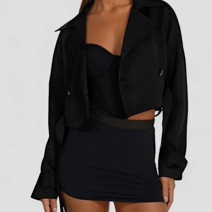 Women's Cropped Belted Trench Jacket