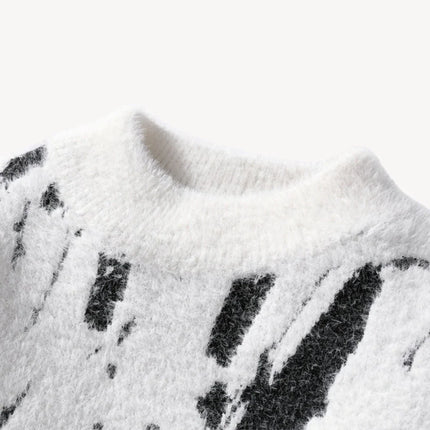 Men's Fuzzy Knit Sweater Casual Style