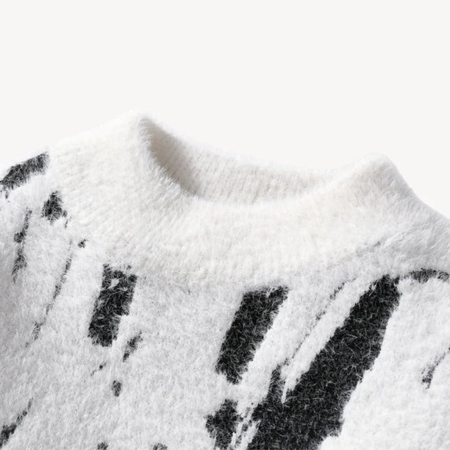 Men's Fuzzy Knit Sweater Casual Style