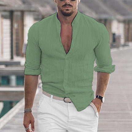Men's Casual Shirt Long Sleeve Solid Color